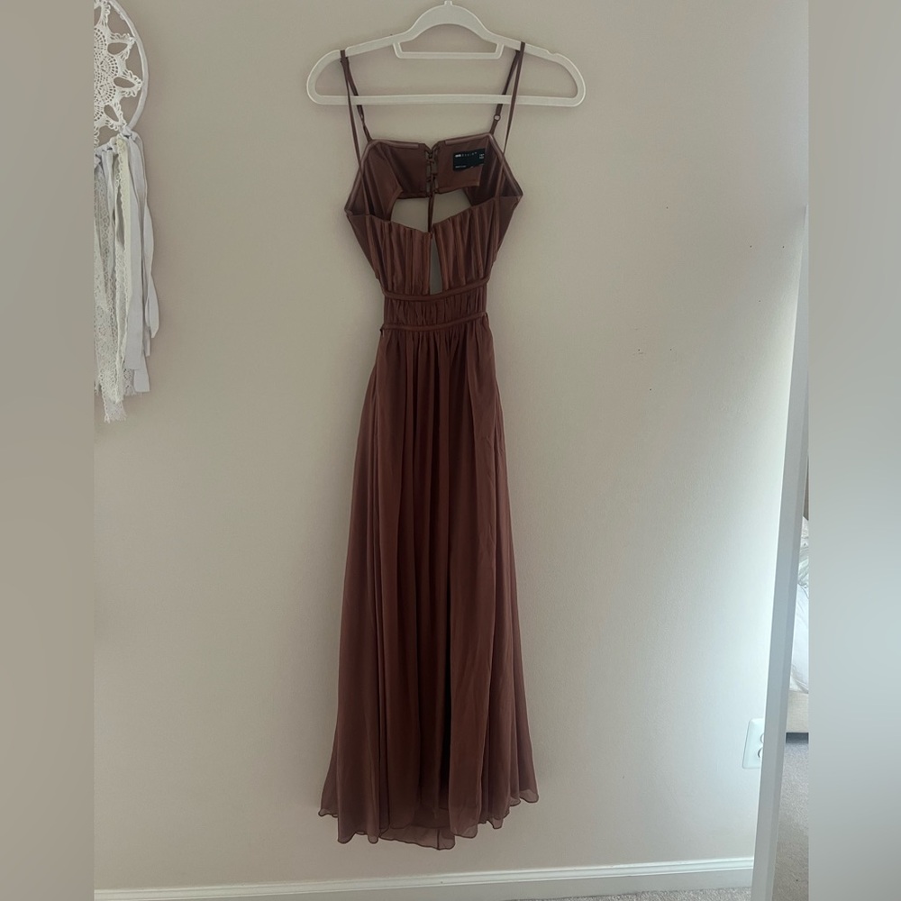 ASOS Brown Pleated Spaghetti Strap Sundress for Weddings